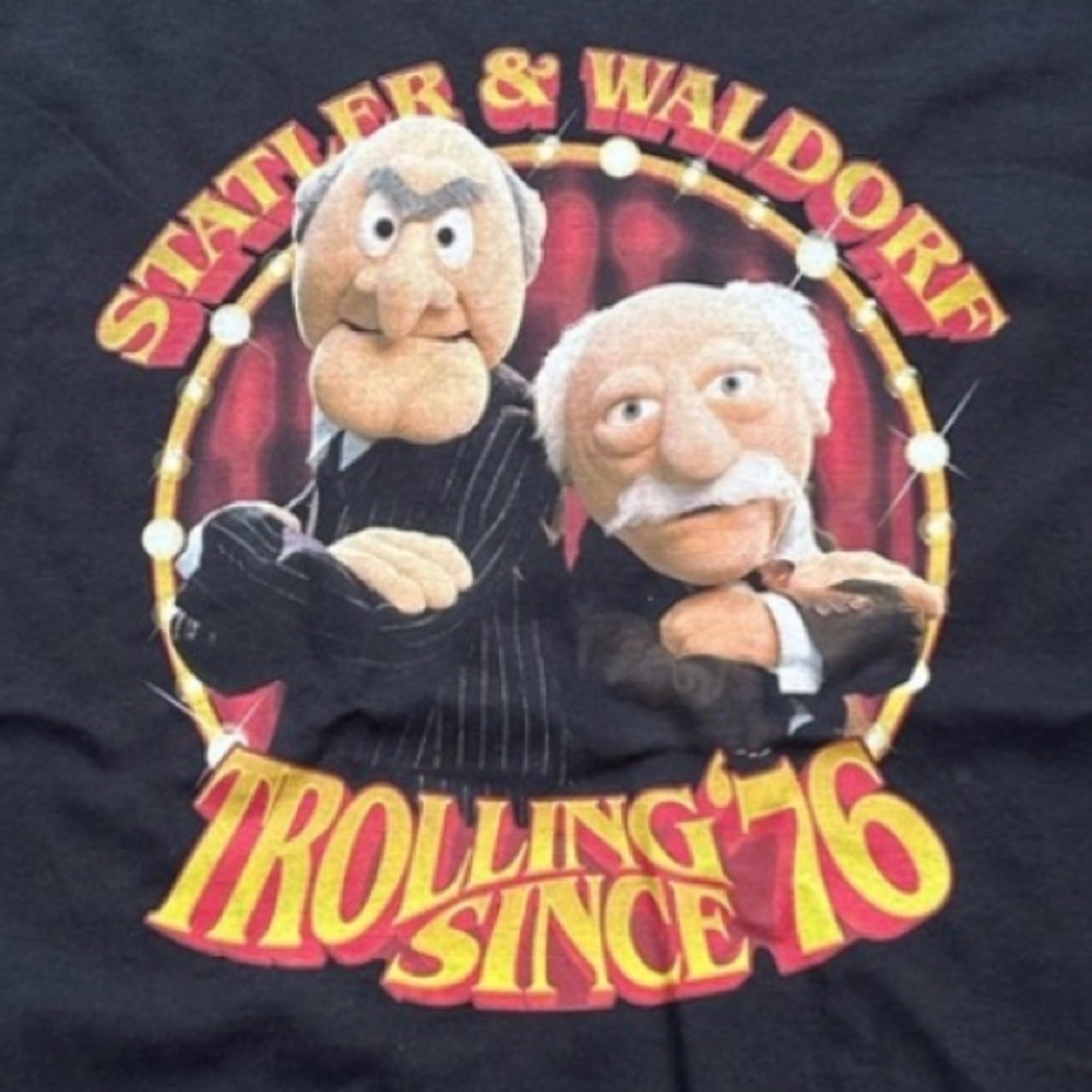 The Muppets Statler and Wardolf Trolling Since 1976 Black L/S Tshirt | Adult M